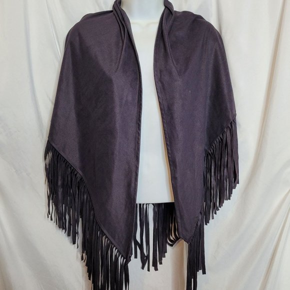 Symphony Designs Black Fringed Shawl Wrap 61 x 30 Inches Made in Italy - Picture 1 of 7